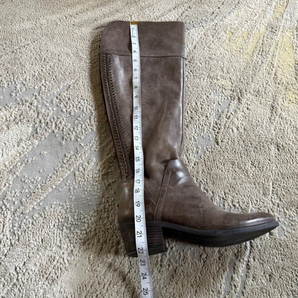 Vince Camuto Bendra tall Boots over the knee gray brown Distressed Leather 9.5
